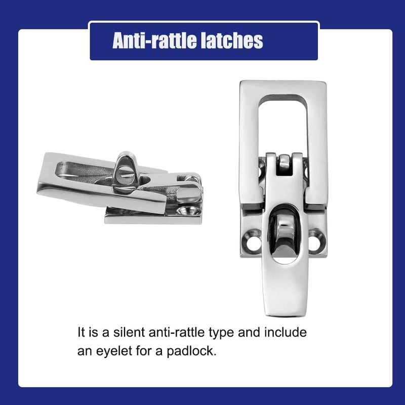 ODYSUNRAL Marine Anti-Rattle Square Latches for Boat Door Hatch, Hold Down Clamp Latches, Lockable, Sturdy Construction, 316 Stainless Steel, with Screws - Image 2